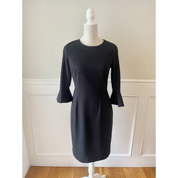 Donna Morgan Black Sheath Dress With Ruffle Sleeves US 4 - Picture 2 of 6